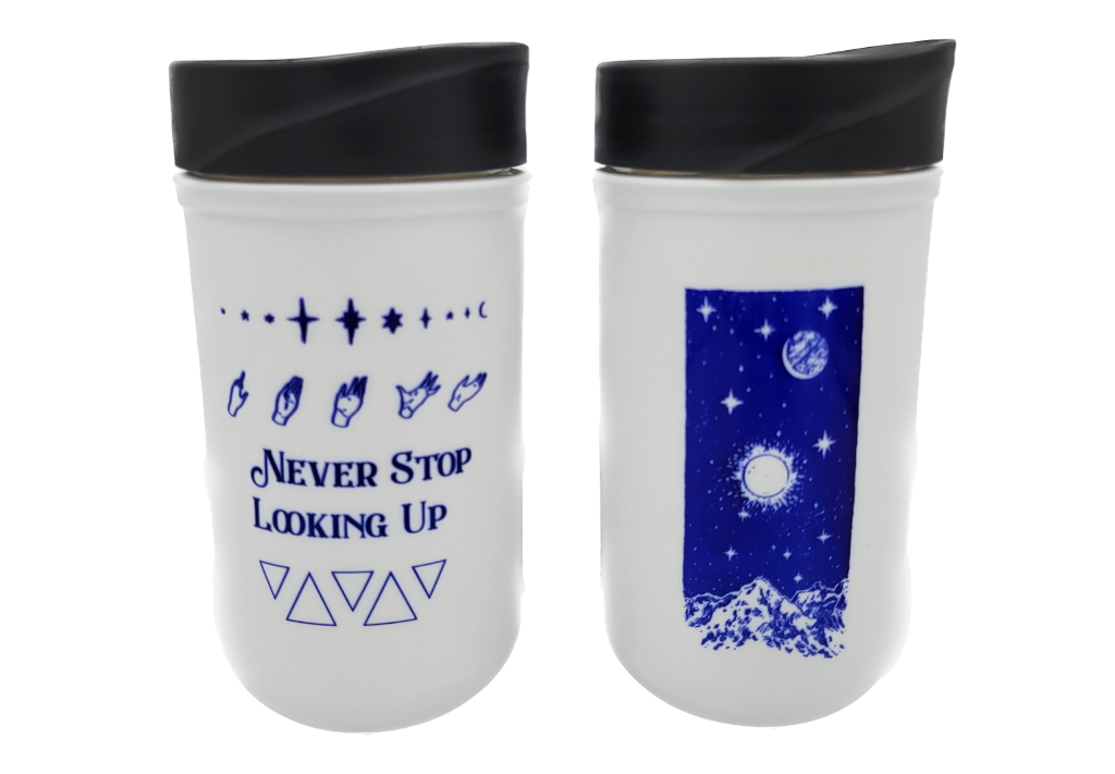 12oz Mason-re Never Stop Looking Up To-Go Cup with iLID
