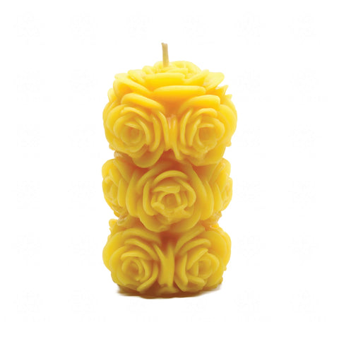 Rose Pillar Beeswax Candle – 100% Pure Oregon Beeswax | Hand-Poured Floral Design | 40 HOUR BURN TIME