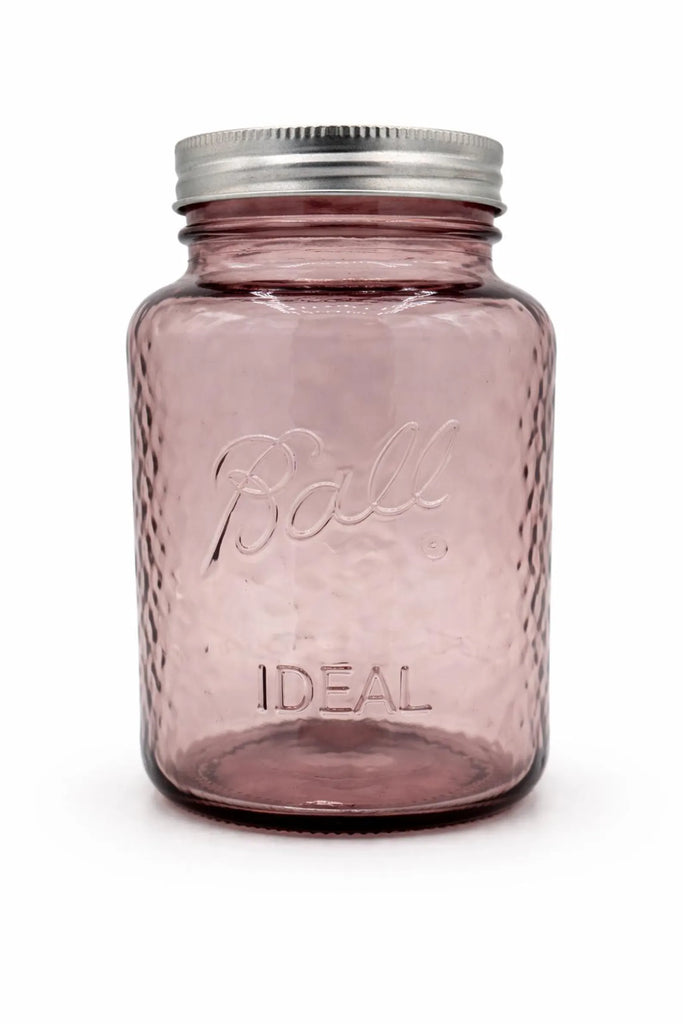 Vintage Rose Pink Mason Jar 32 oz | Rare Ball Glass Jar | Coastal Cottage Decor